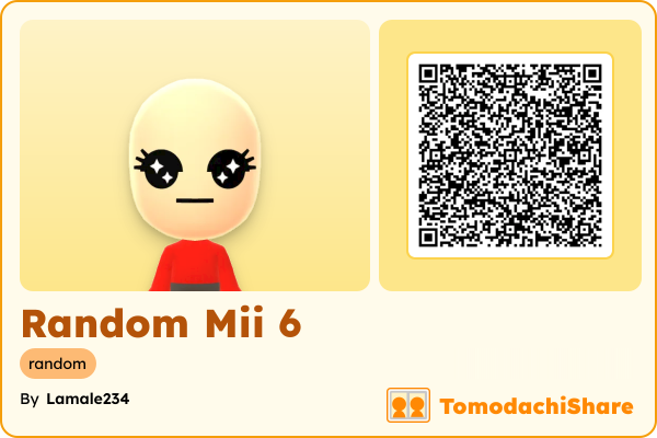 Random Mii 6, a male Mii  with tags: random