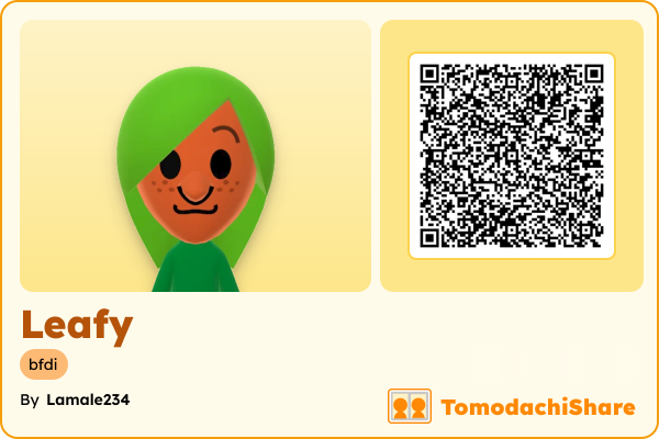Leafy, a female Mii  with tags: bfdi