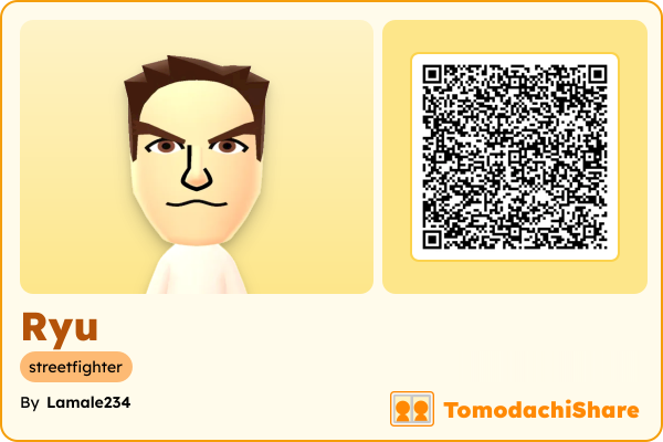 Ryu, a male Mii  with tags: streetfighter