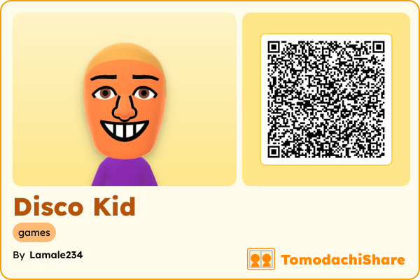 Disco Kid, a male Mii  with tags: games