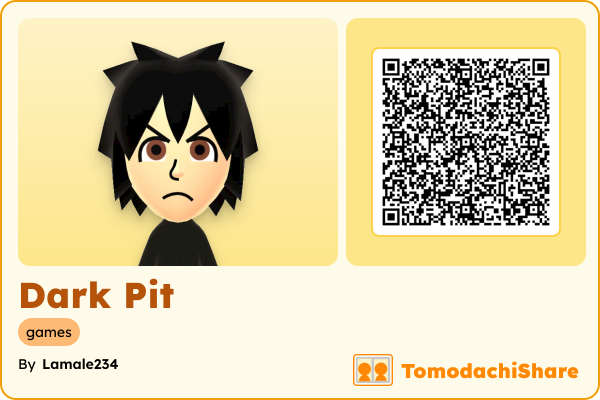 Dark Pit, a male Mii  with tags: games