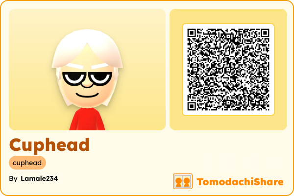 Cuphead, a male Mii  with tags: cuphead