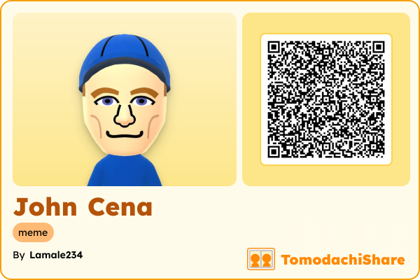 John Cena, a male Mii  with tags: meme
