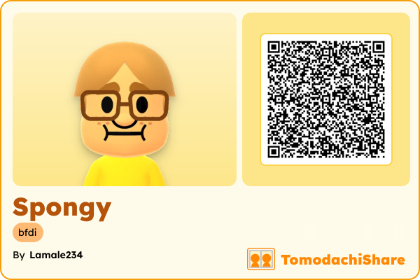 Spongy, a male Mii  with tags: bfdi