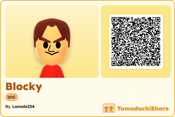 Blocky, a male Mii  with tags: bfdi