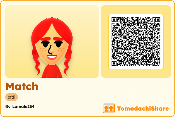 Match, a female Mii  with tags: bfdi
