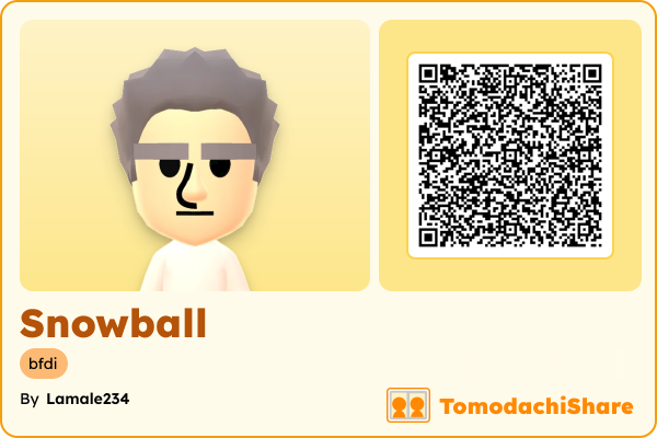 Snowball, a male Mii  with tags: bfdi