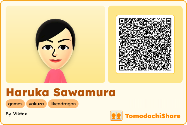 Haruka Sawamura, a female Mii  with tags: games, yakuza, likeadragon