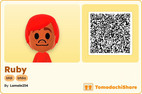Ruby, a female Mii  with tags: bfdi, bfdia