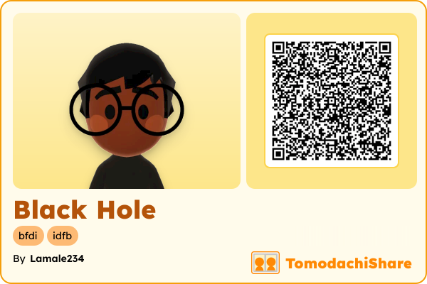 Black Hole, a male Mii  with tags: bfdi, idfb