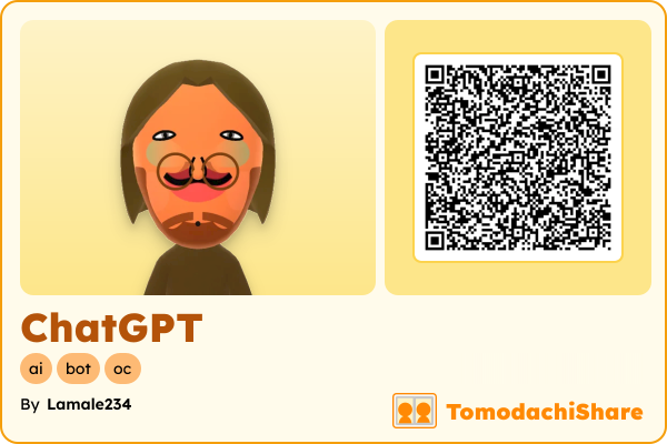 ChatGPT, a male Mii  with tags: ai, bot, oc