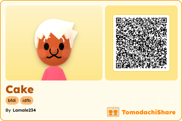 Cake, a male Mii  with tags: bfdi, idfb