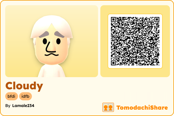Cloudy, a male Mii  with tags: bfdi, idfb