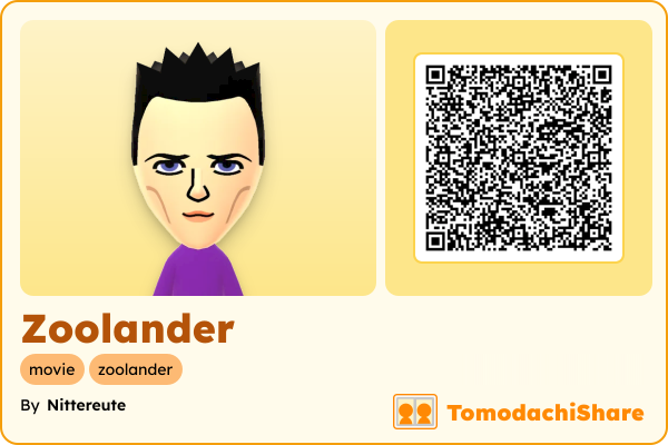 Zoolander, a male Mii  with tags: movie, zoolander