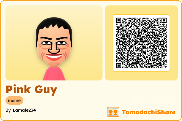 Pink Guy, a male Mii  with tags: meme