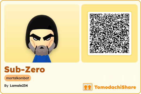 Sub-Zero, a male Mii  with tags: mortalkombat