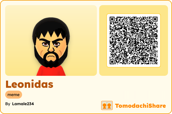Leonidas, a male Mii  with tags: meme