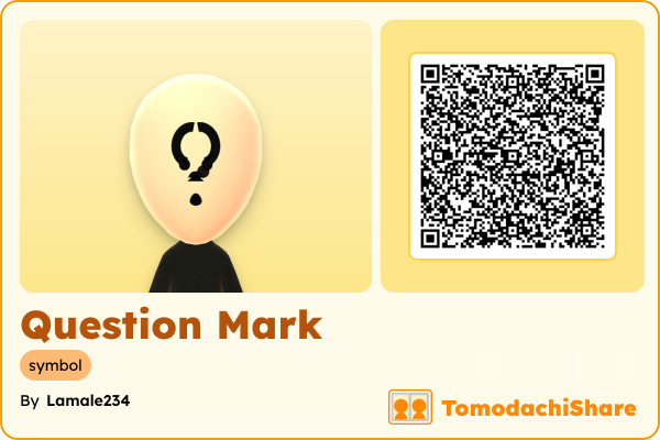 Question Mark, a male Mii  with tags: symbol