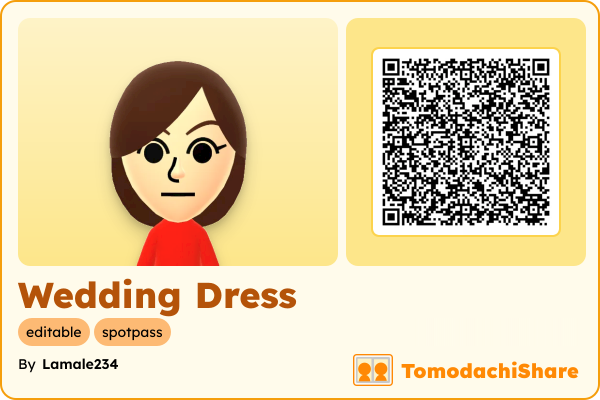 Wedding Dress, a female Mii  with tags: editable, spotpass