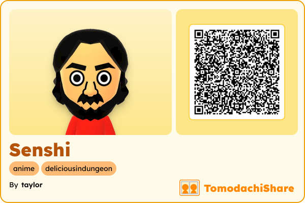 Senshi, a male Mii  with tags: anime, deliciousindungeon