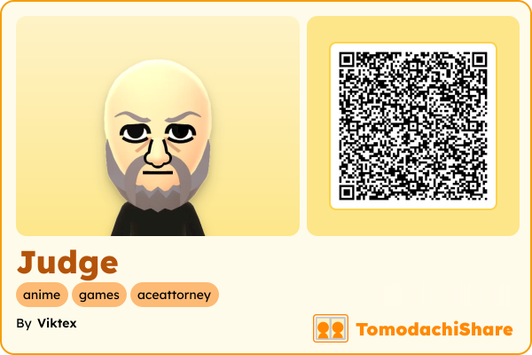 Judge, a male Mii  with tags: anime, games, aceattorney