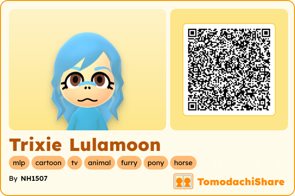 Trixie Lulamoon, a female Mii  with tags: mlp, cartoon, tv, animal, furry, pony, horse