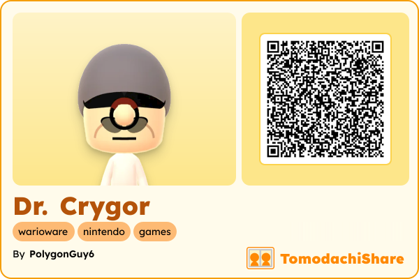 Dr. Crygor, a male Mii  with tags: warioware, nintendo, games