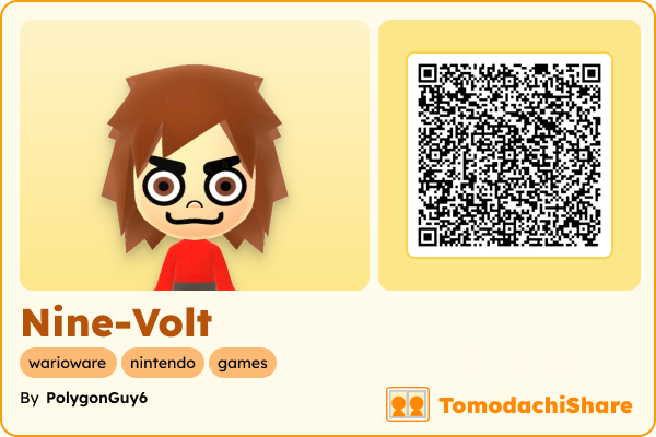 Nine-Volt, a male Mii  with tags: warioware, nintendo, games