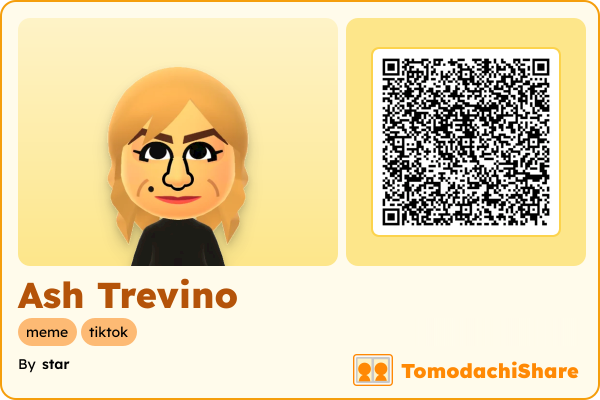 Ash Trevino, a female Mii  with tags: meme, tiktok