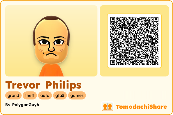Trevor Philips, a male Mii  with tags: grand, theft, auto, gta5, games