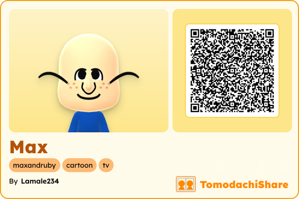 Max, a male Mii  with tags: maxandruby, cartoon, tv