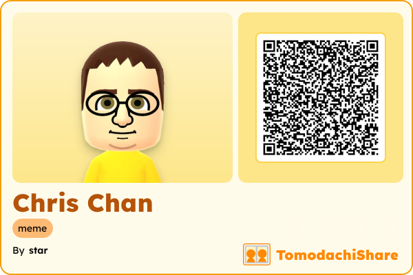 Chris Chan, a male Mii  with tags: meme