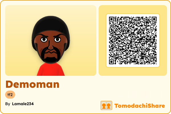 Demoman, a male Mii  with tags: tf2