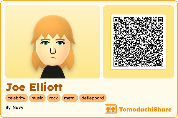 Joe Elliott, a male Mii  with tags: celebrity, music, rock, metal, defleppard