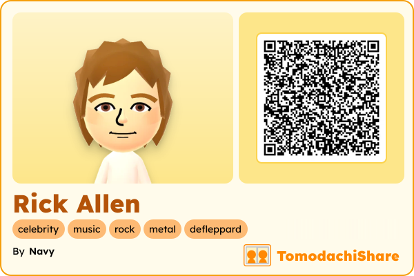 Rick Allen, a male Mii  with tags: celebrity, music, rock, metal, defleppard