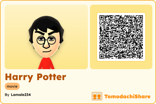 Harry Potter, a male Mii  with tags: movie