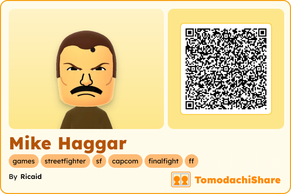 Mike Haggar, a male Mii  with tags: games, streetfighter, sf, capcom, finalfight, ff