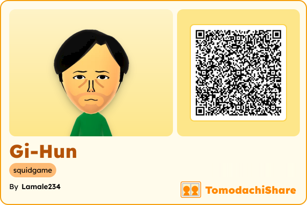 Gi-Hun, a male Mii  with tags: squidgame