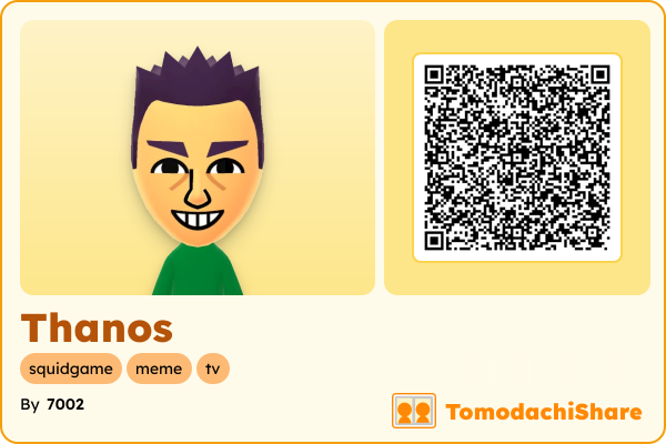 Thanos, a male Mii  with tags: squidgame, meme, tv