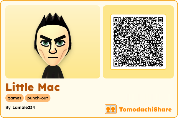 Little Mac, a male Mii  with tags: games, punch-out