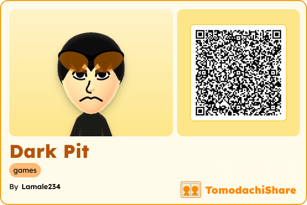 Dark Pit, a male Mii  with tags: games