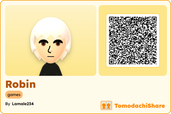 Robin, a male Mii  with tags: games