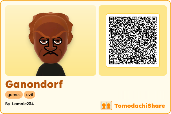 Ganondorf, a male Mii  with tags: games, evil