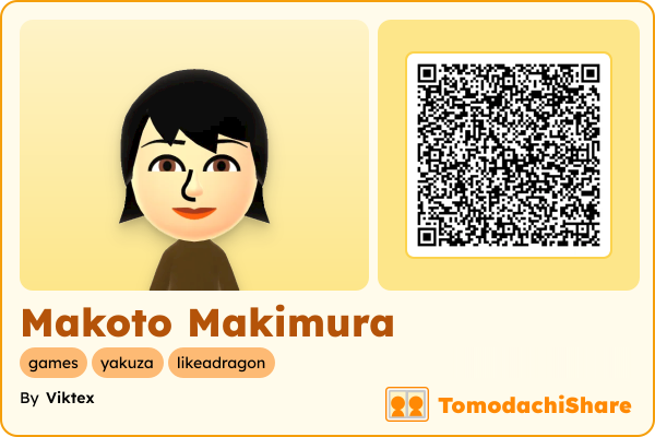 Makoto Makimura, a female Mii  with tags: games, yakuza, likeadragon