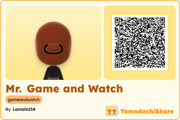 Mr. Game and Watch, a male Mii  with tags: gameandwatch
