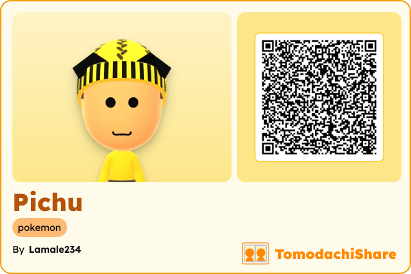 Pichu, a male Mii  with tags: pokemon