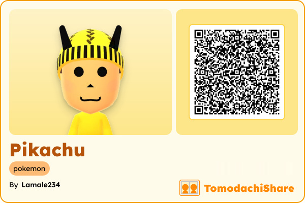 Pikachu, a male Mii  with tags: pokemon