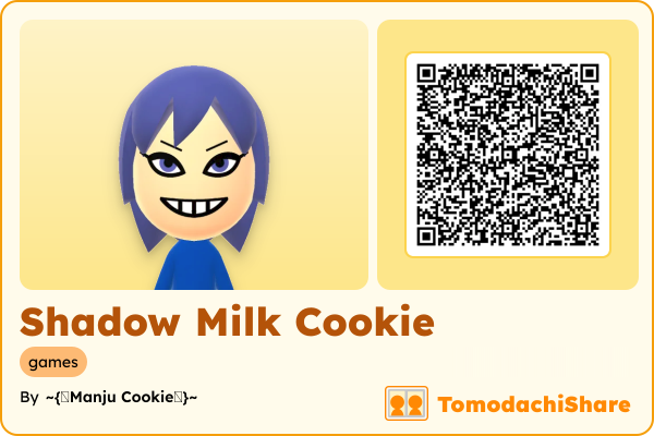 Shadow Milk Cookie, a female Mii  with tags: games