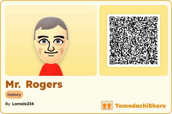 Mr. Rogers, a male Mii  with tags: history