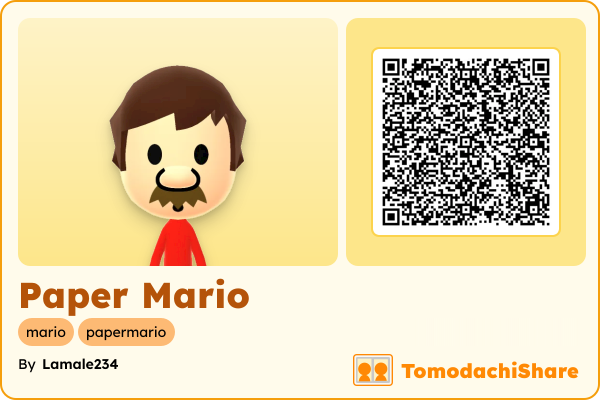 Paper Mario, a male Mii  with tags: mario, papermario